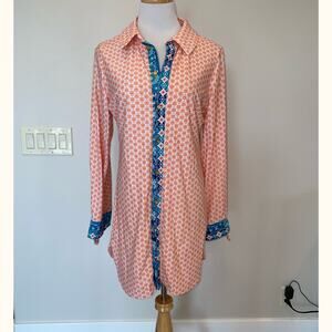 Aqua Et Sol Swim Cover Up Shirtdress L/S Stretch Size Small